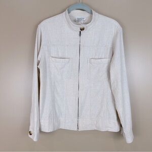 Coldwater Creek Natural Beige Linen Blend Lightweight Jacket Medium Coastal